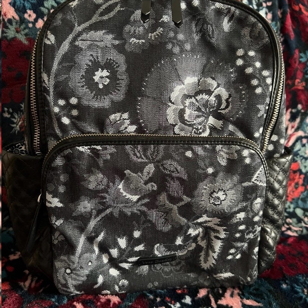 Vera Bradley Black and Gray Floral Backpack